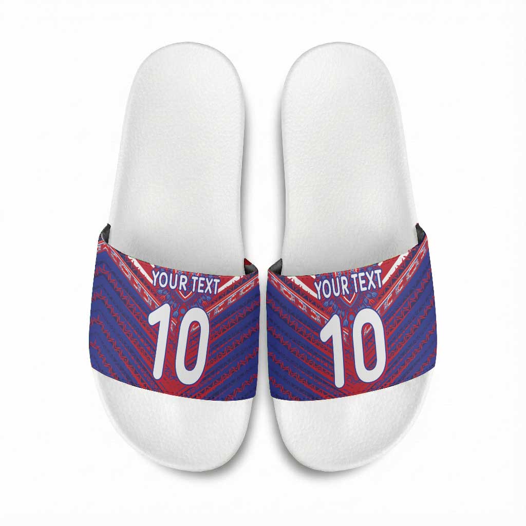 Custom Haiti National Football Slide Sandals Dashiki Sporty Style - African Pride
