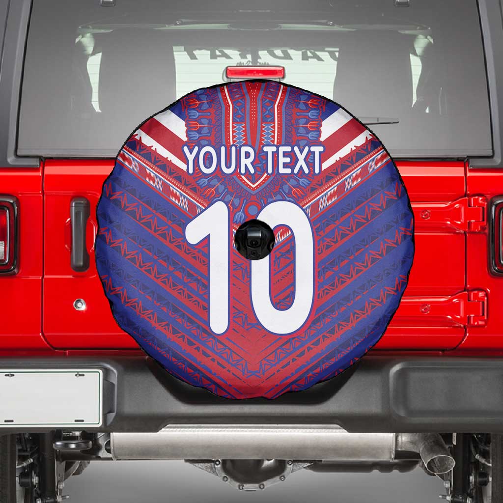 Custom Haiti National Football Spare Tire Cover Dashiki Sporty Style - African Pride