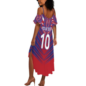 Custom Haiti National Football Summer Maxi Dress Dashiki Sporty Style - African Pride