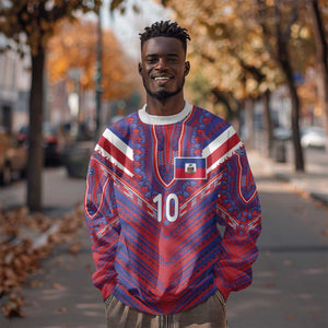 Custom Haiti National Football Sweatshirt Dashiki Sporty Style - African Pride