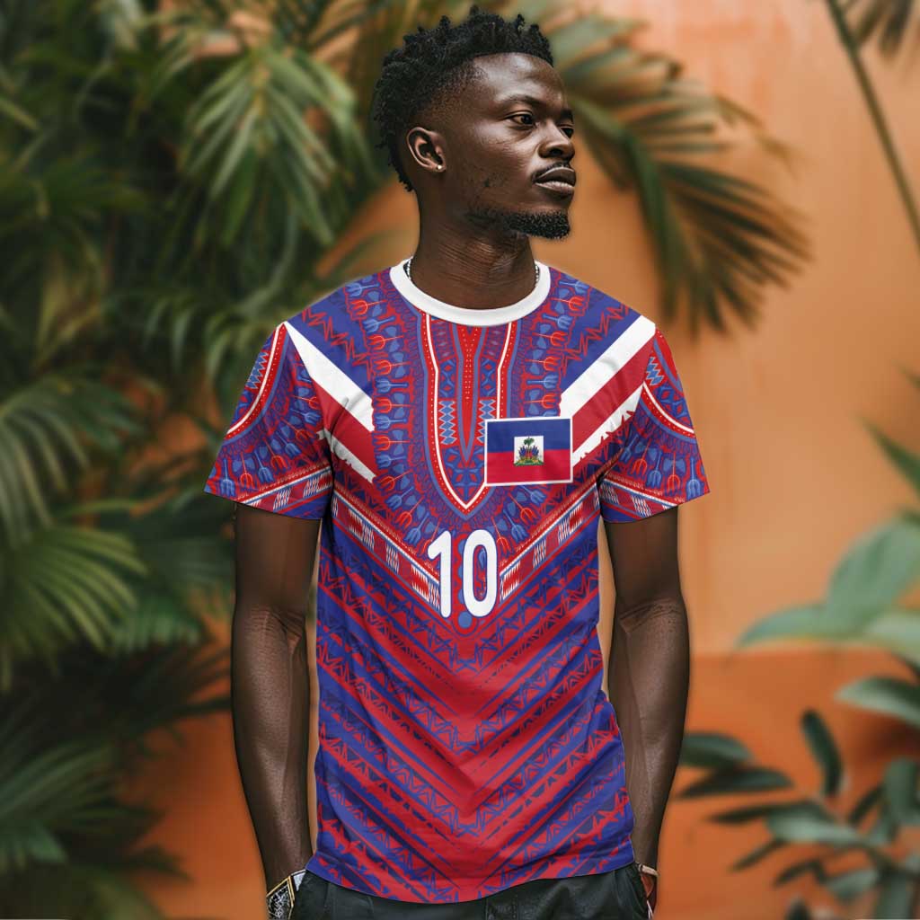 Custom Haiti National Football T shirt Dashiki Sporty Style - African Pride