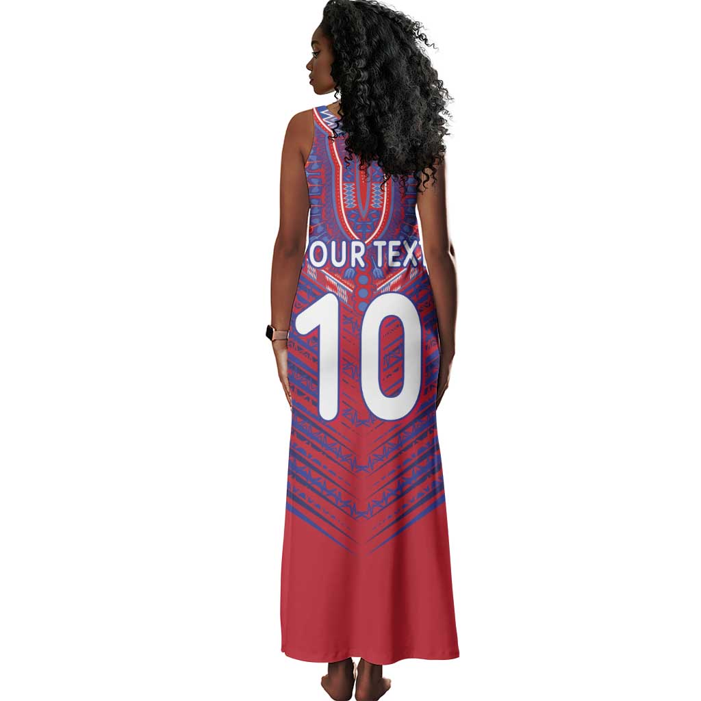 Custom Haiti National Football Tank Maxi Dress Dashiki Sporty Style - African Pride