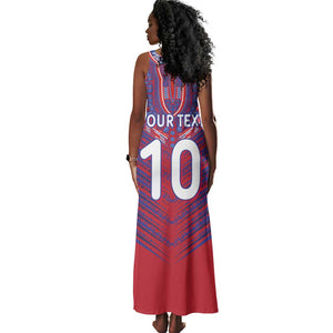 Custom Haiti National Football Tank Maxi Dress Dashiki Sporty Style - African Pride