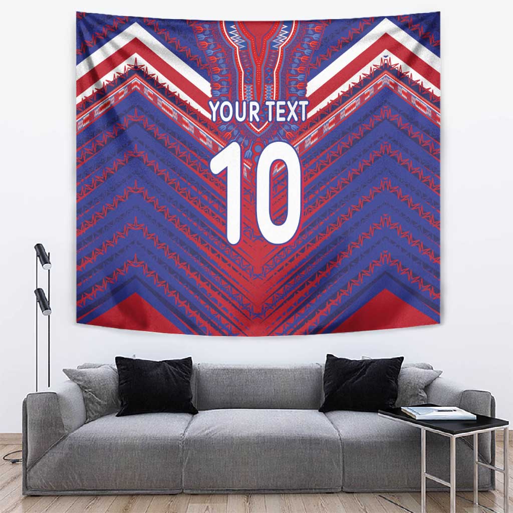 Custom Haiti National Football Tapestry Dashiki Sporty Style - African Pride