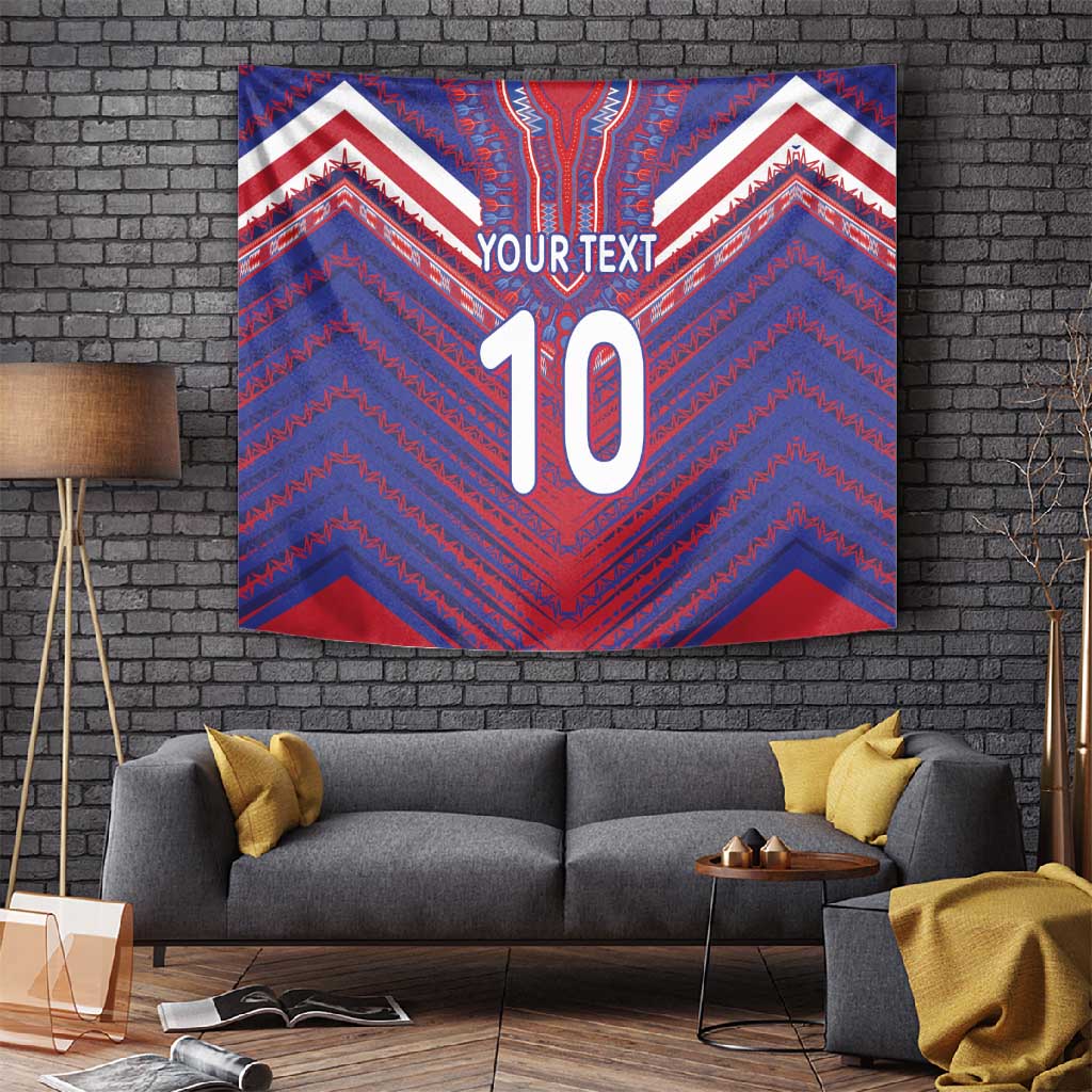 Custom Haiti National Football Tapestry Dashiki Sporty Style - African Pride