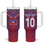 Custom Haiti National Football Tumbler With Handle Dashiki Sporty Style - African Pride