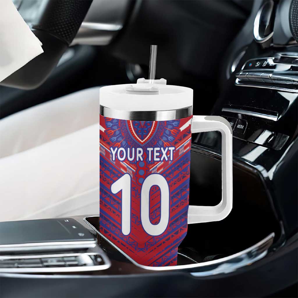 Custom Haiti National Football Tumbler With Handle Dashiki Sporty Style - African Pride