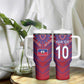 Custom Haiti National Football Tumbler With Handle Dashiki Sporty Style - African Pride