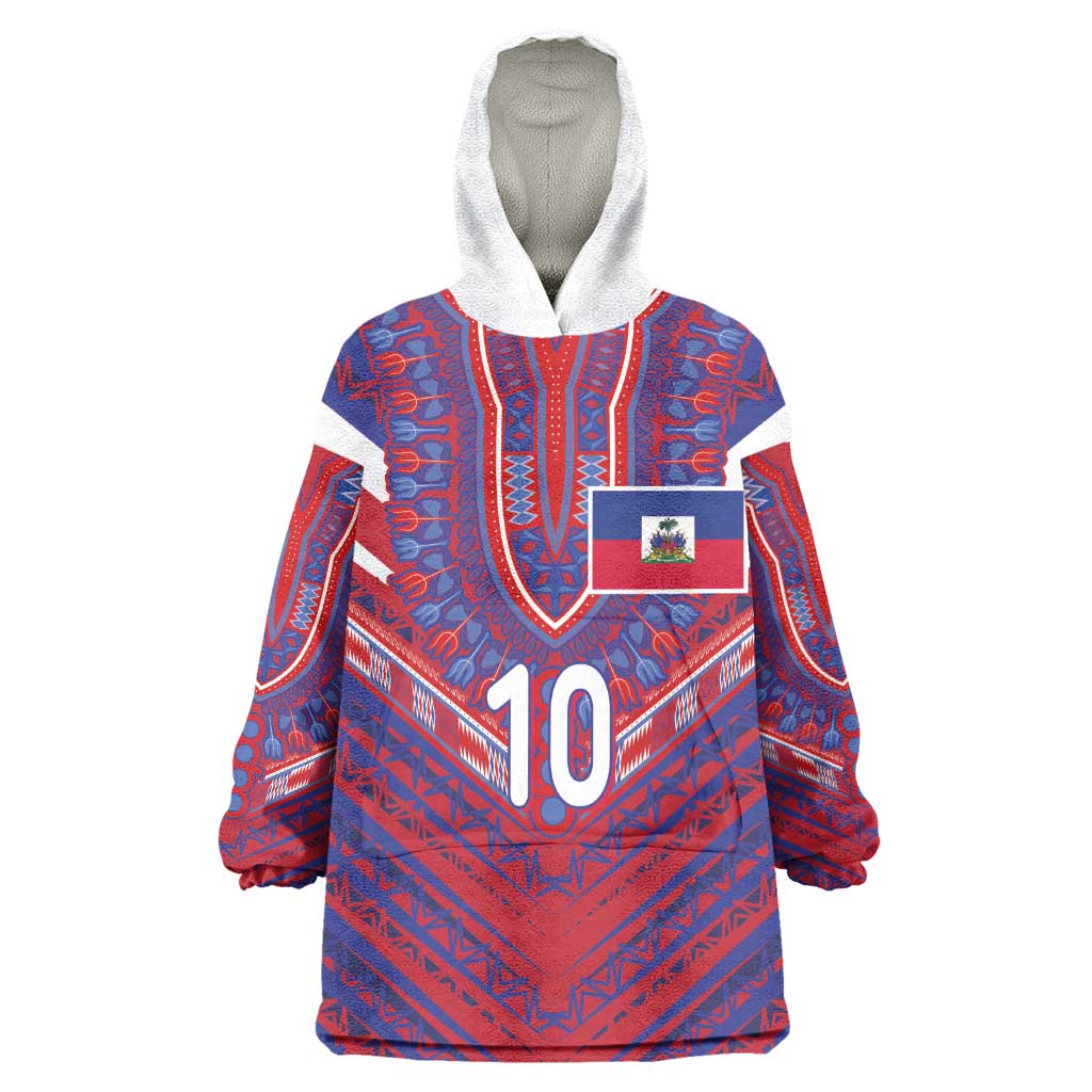 Custom Haiti National Football Wearable Blanket Hoodie Dashiki Sporty Style - African Pride
