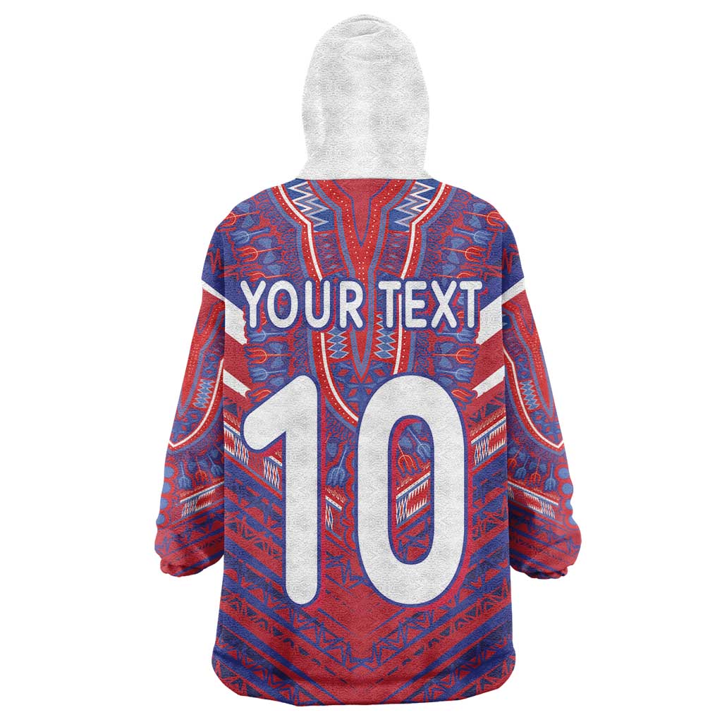 Custom Haiti National Football Wearable Blanket Hoodie Dashiki Sporty Style - African Pride