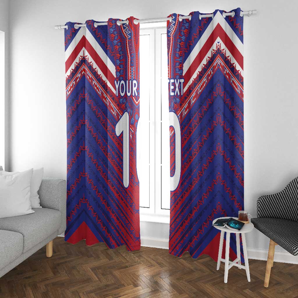 Custom Haiti National Football Window Curtain Dashiki Sporty Style - African Pride