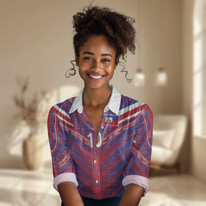 Custom Haiti National Football Women Casual Shirt Dashiki Sporty Style - African Pride