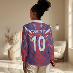 Custom Haiti National Football Women Casual Shirt Dashiki Sporty Style - African Pride