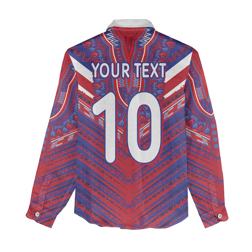 Custom Haiti National Football Women Casual Shirt Dashiki Sporty Style - African Pride