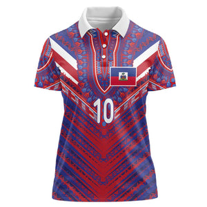 Custom Haiti National Football Women Polo Shirt Dashiki Sporty Style - African Pride