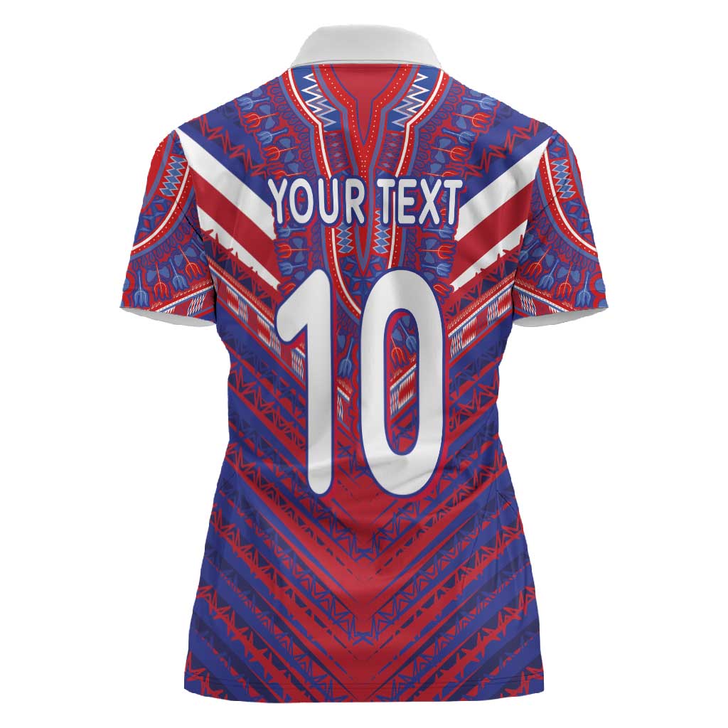 Custom Haiti National Football Women Polo Shirt Dashiki Sporty Style - African Pride