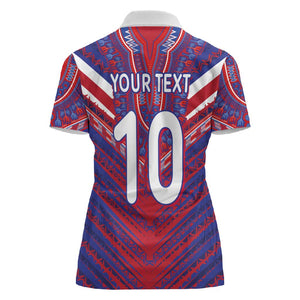 Custom Haiti National Football Women Polo Shirt Dashiki Sporty Style - African Pride