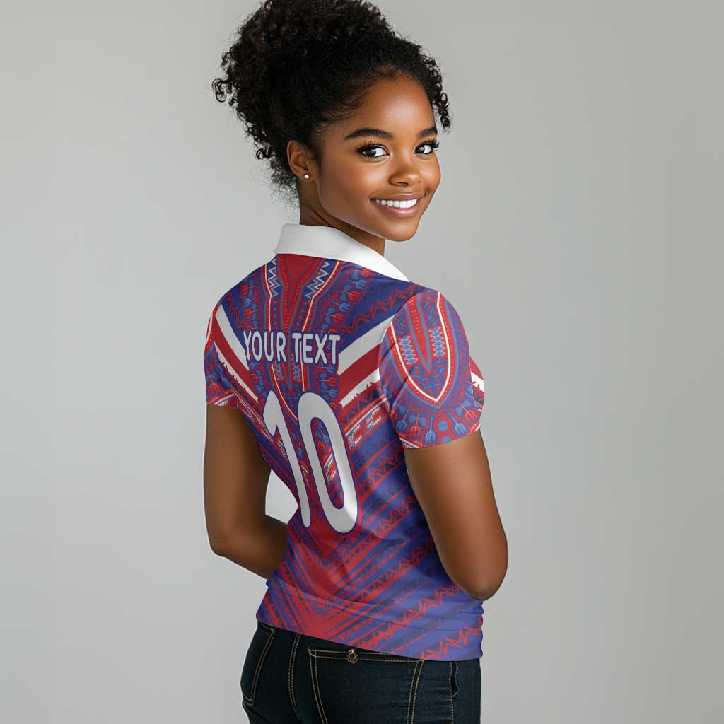 Custom Haiti National Football Women Polo Shirt Dashiki Sporty Style - African Pride