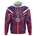 Custom Haiti National Football Zip Hoodie Dashiki Sporty Style - African Pride