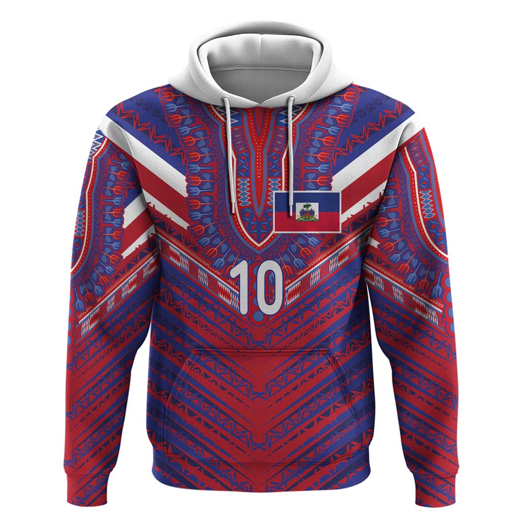 Custom Haiti National Football Zip Hoodie Dashiki Sporty Style - African Pride