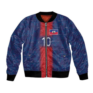 Custom Haiti National Football Bomber Jacket Haiti Emblems Motif - African Pride
