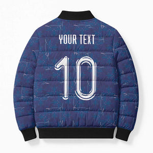 Custom Haiti National Football Bomber Puffer Jacket Haiti Emblems Motif - African Pride