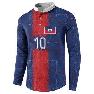 Custom Haiti National Football Button Sweatshirt Haiti Emblems Motif