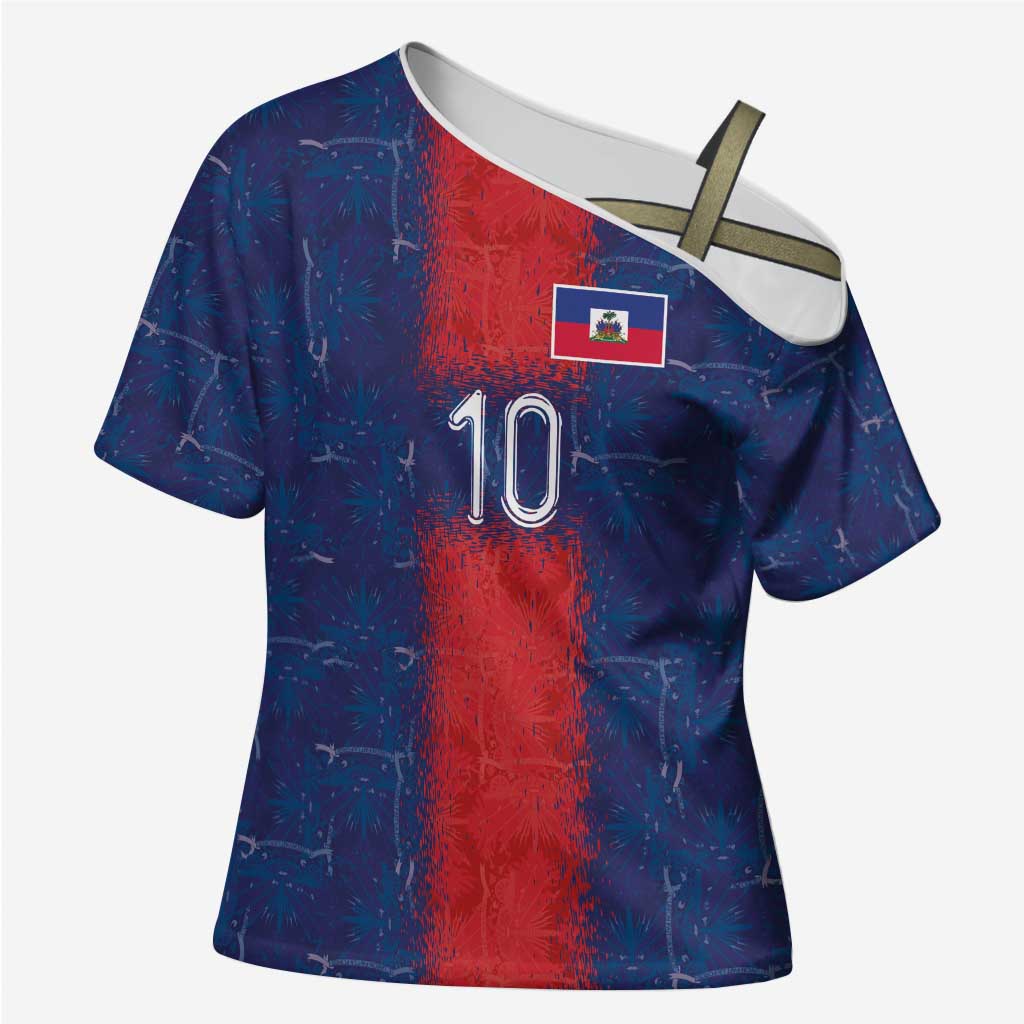 Custom Haiti National Football Cross Shoulder Shirt Haiti Emblems Motif - African Pride