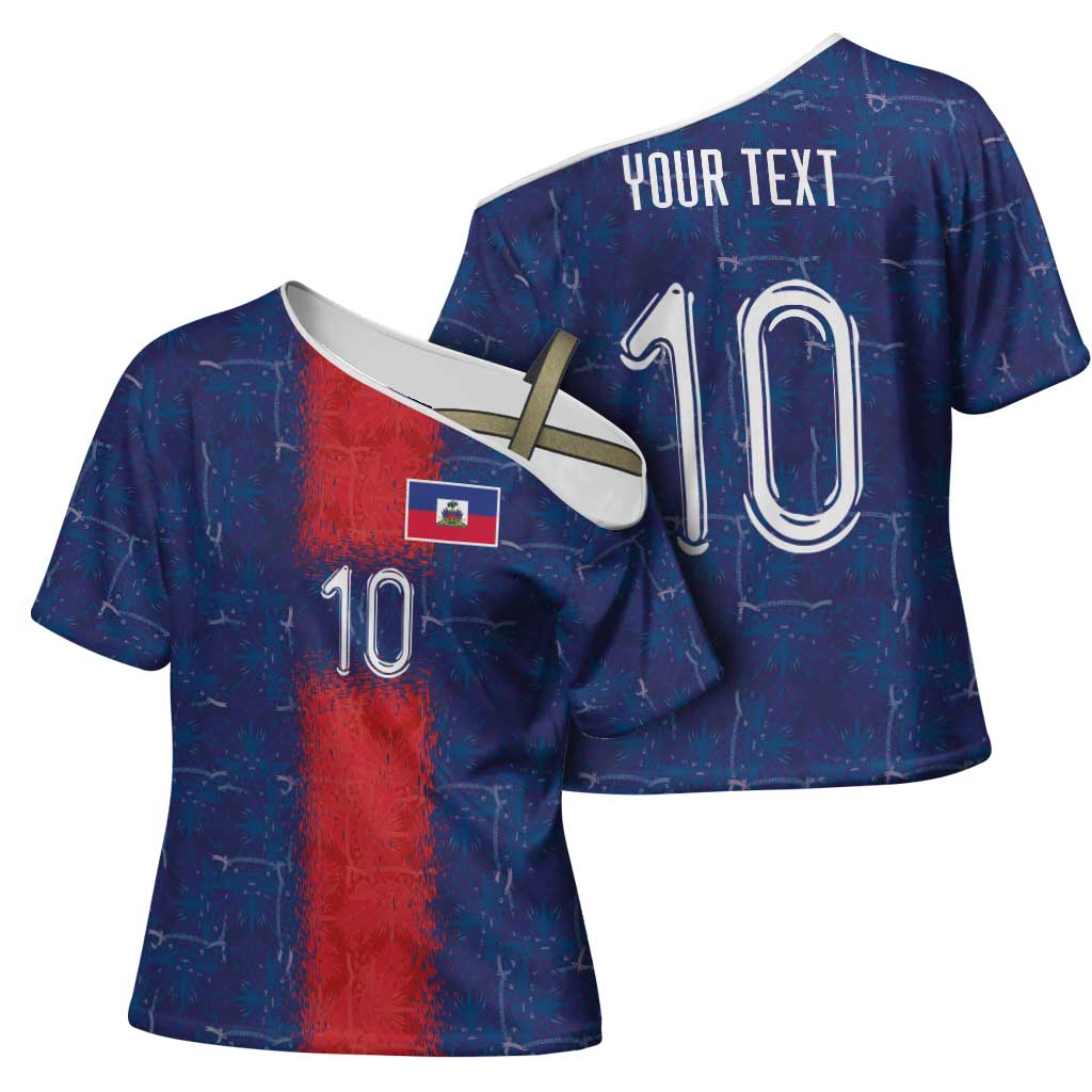 Custom Haiti National Football Cross Shoulder Shirt Haiti Emblems Motif - African Pride