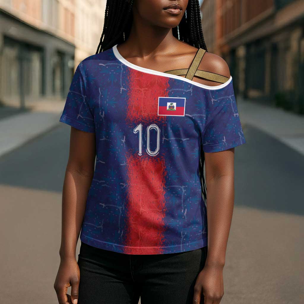 Custom Haiti National Football Cross Shoulder Shirt Haiti Emblems Motif - African Pride