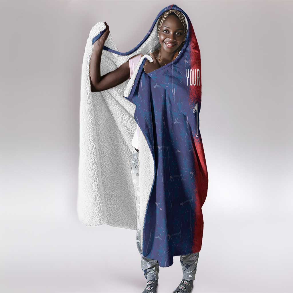 Custom Haiti National Football Hooded Blanket Haiti Emblems Motif - African Pride