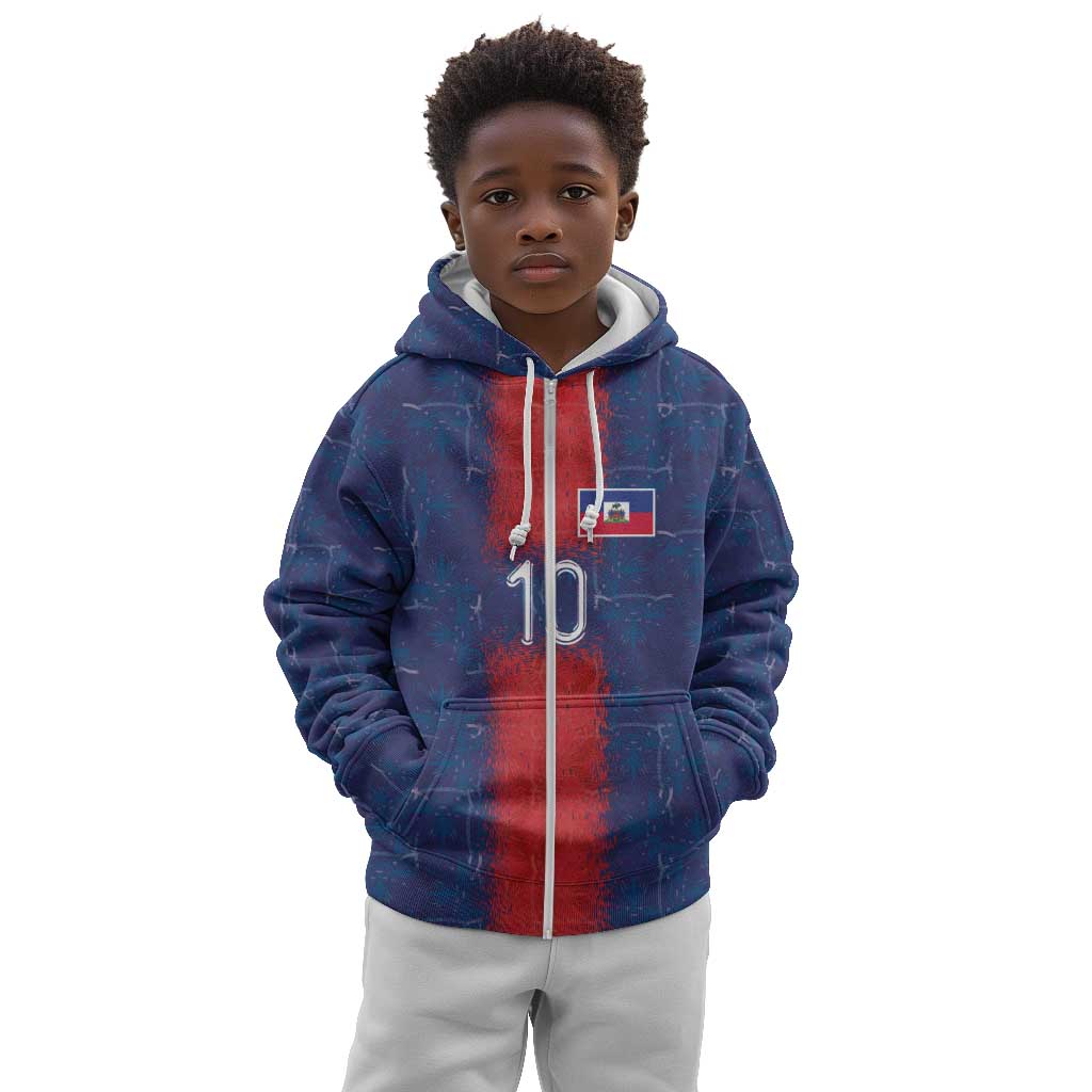Custom Haiti National Football Kid Hoodie Haiti Emblems Motif - African Pride