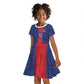 Custom Haiti National Football Kid Short Sleeve Dress Haiti Emblems Motif - African Pride