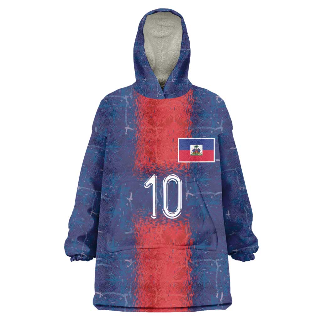 Custom Haiti National Football Kid Wearable Blanket Hoodie Haiti Emblems Motif - African Pride