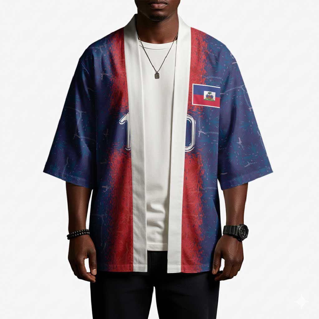 Custom Haiti National Football Kimono Haiti Emblems Motif - African Pride