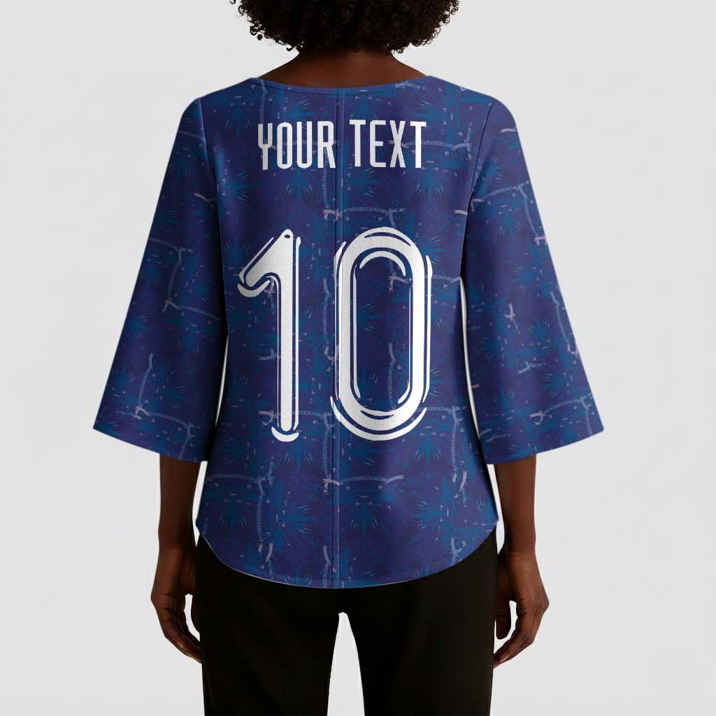 Custom Haiti National Football Kimono Sleeve Blouse Haiti Emblems Motif - African Pride
