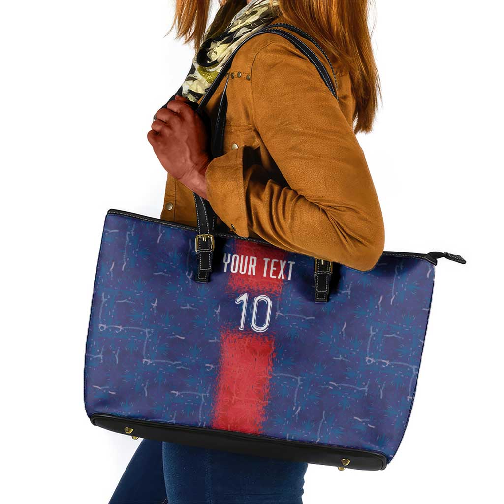 Custom Haiti National Football Leather Tote Bag Haiti Emblems Motif - African Pride