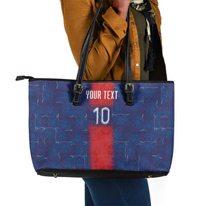 Custom Haiti National Football Leather Tote Bag Haiti Emblems Motif - African Pride