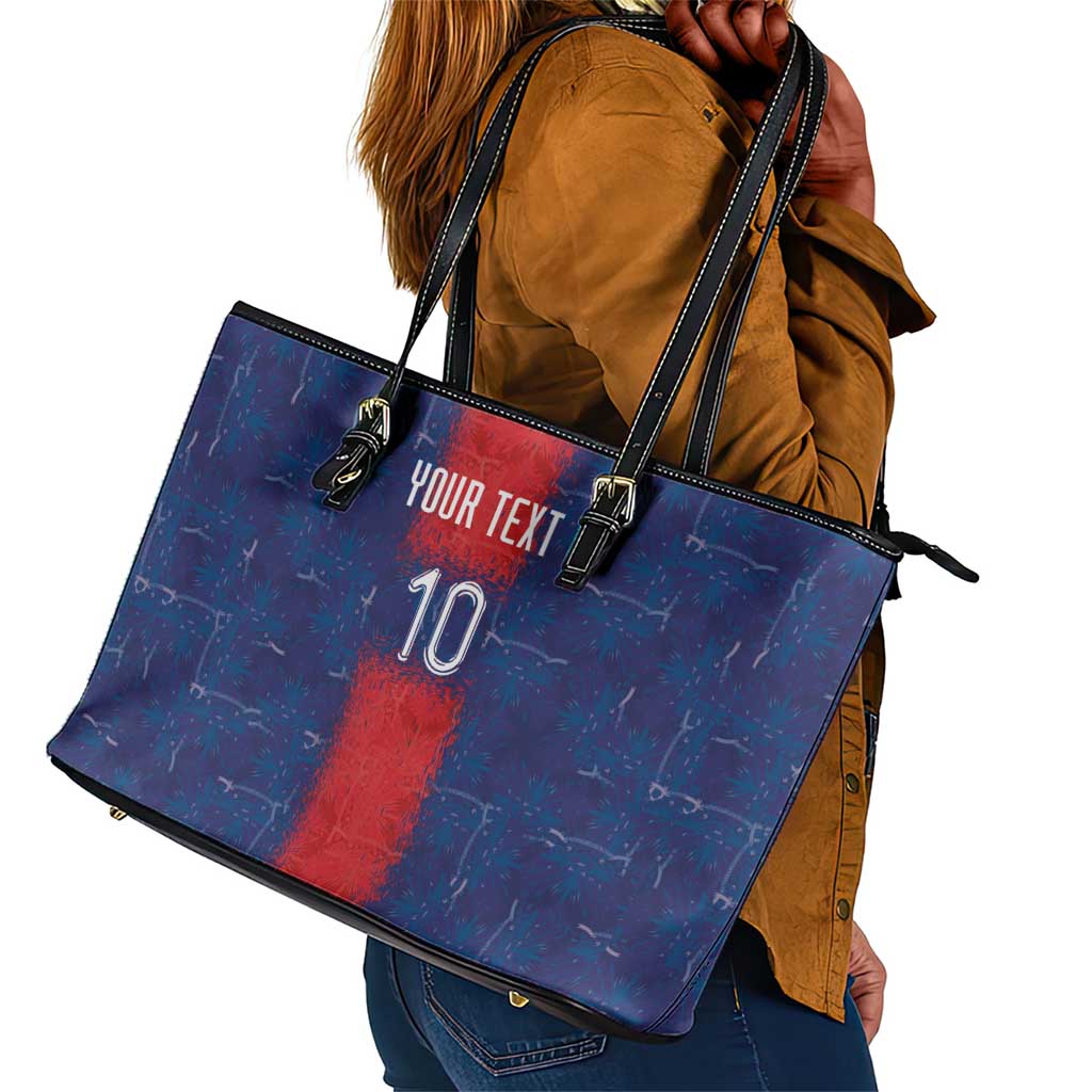 Custom Haiti National Football Leather Tote Bag Haiti Emblems Motif - African Pride
