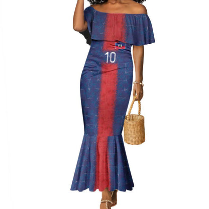 Custom Haiti National Football Mermaid Dress Haiti Emblems Motif - African Pride