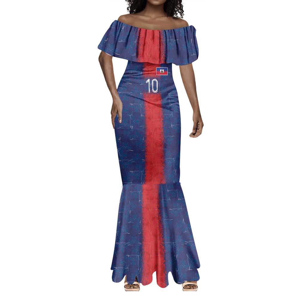 Custom Haiti National Football Mermaid Dress Haiti Emblems Motif - African Pride