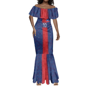 Custom Haiti National Football Mermaid Dress Haiti Emblems Motif - African Pride