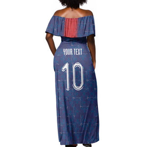 Custom Haiti National Football Off Shoulder Maxi Dress Haiti Emblems Motif - African Pride