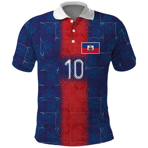 Custom Haiti National Football Polo Shirt Haiti Emblems Motif - African Pride