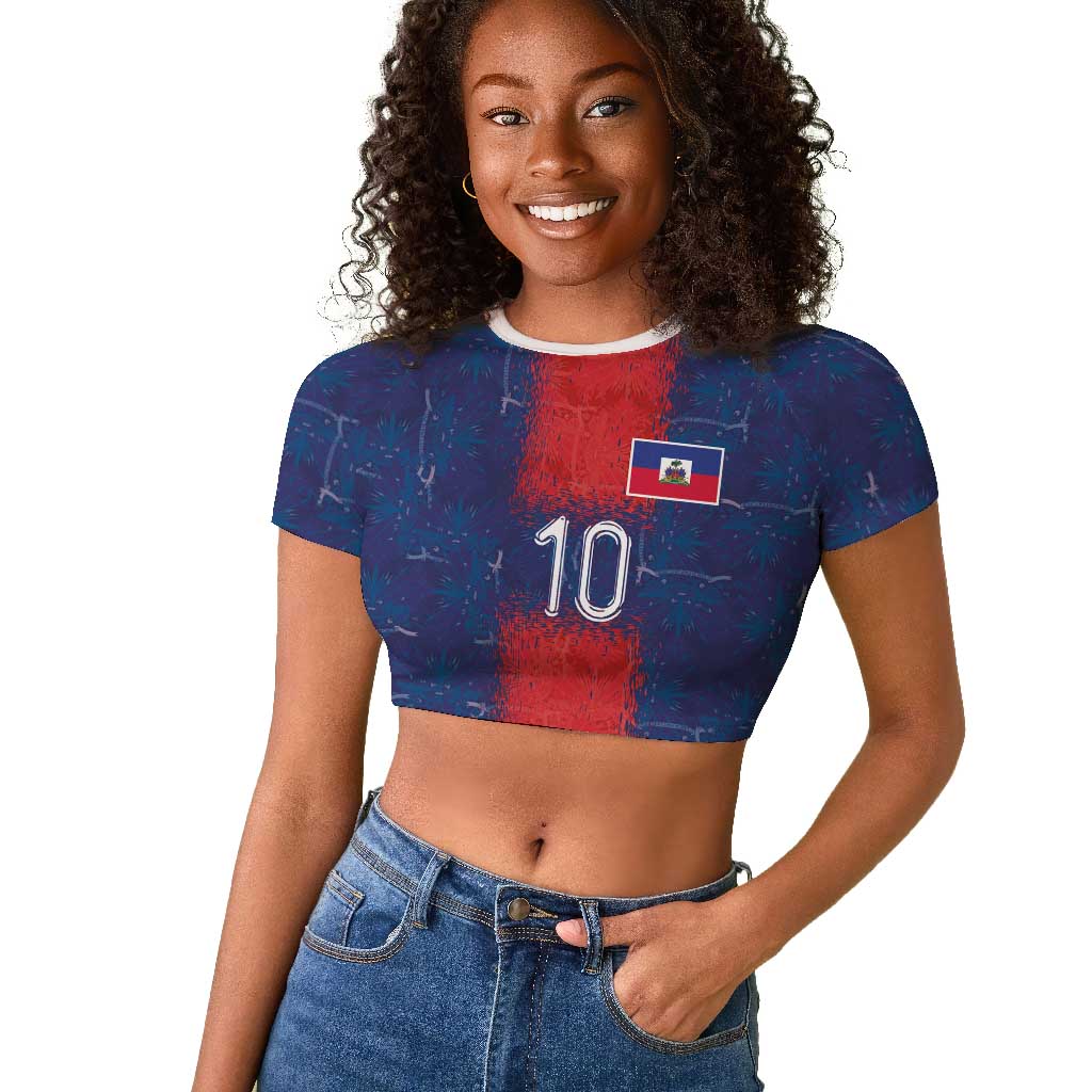 Custom Haiti National Football Raglan Cropped T shirt Haiti Emblems Motif - African Pride