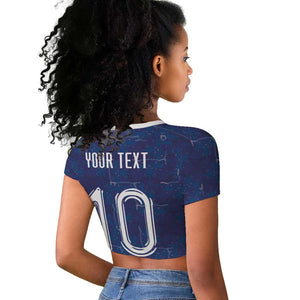 Custom Haiti National Football Raglan Cropped T shirt Haiti Emblems Motif - African Pride
