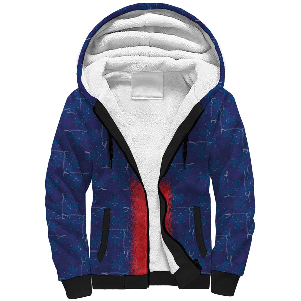 Custom Haiti National Football Sherpa Hoodie Haiti Emblems Motif - African Pride