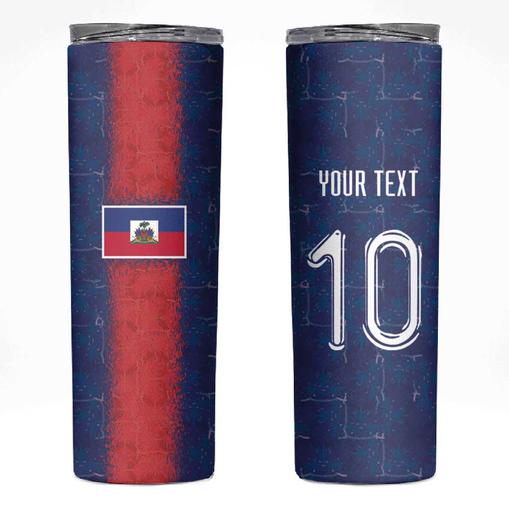 Custom Haiti National Football Skinny Tumbler Haiti Emblems Motif - African Pride