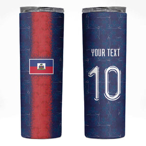 Custom Haiti National Football Skinny Tumbler Haiti Emblems Motif - African Pride