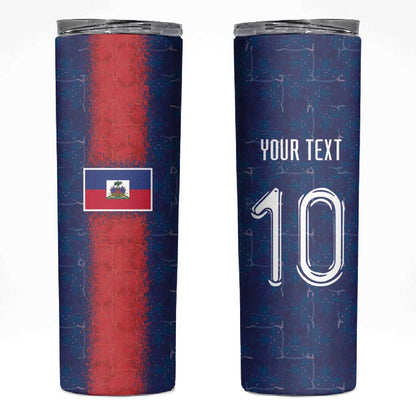 Custom Haiti National Football Skinny Tumbler Haiti Emblems Motif - African Pride